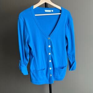 Lulu-B Blue Lightweight Sweater Cardigan Size L with pockets